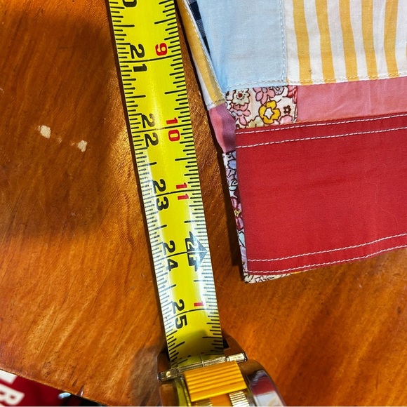 Lands End 100% Cotton Patchwork Button Front Long Sleeve Belted Small pockets - Picture 16 of 16